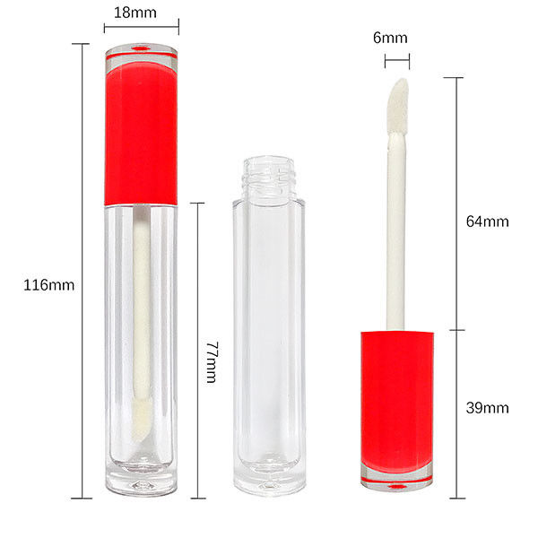 Bpa Free Red Blue ISO22716 Empty Clear Lip Gloss Tubes Private Label